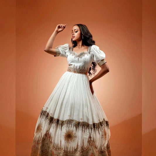 Vibrant Tradition A Contemporary Habesha Dress