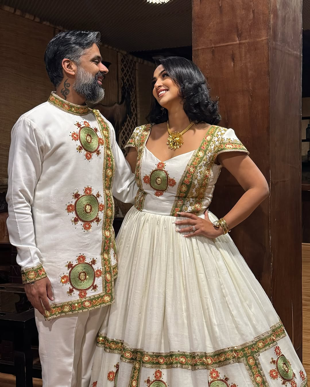 Harmonious Elegance A Traditional Habesha Couple's Ensemble