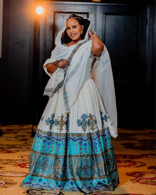 Exquisite Habesha Dress with Rich Embellishments