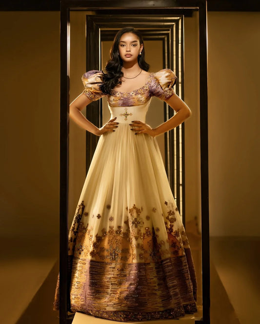 Exquisite Habesha Dress with Vibrant Embellishments