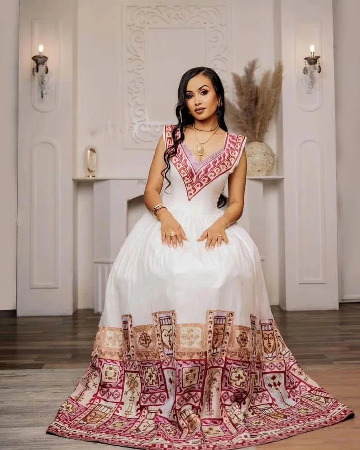 Stunning Habesha Dress with Intricate Embroidery