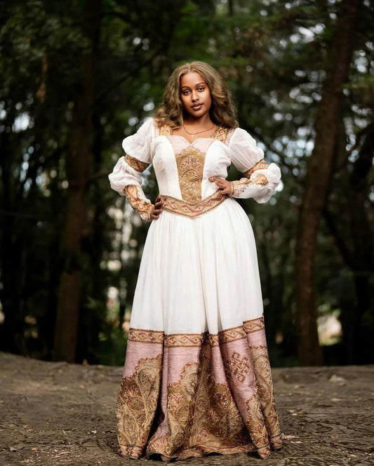 Exquisite Habesha Dress with Intricate Embroidery