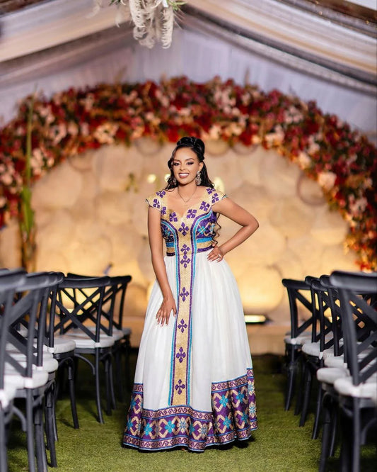 Stunning Habesha Dress with Intricate Embroidery