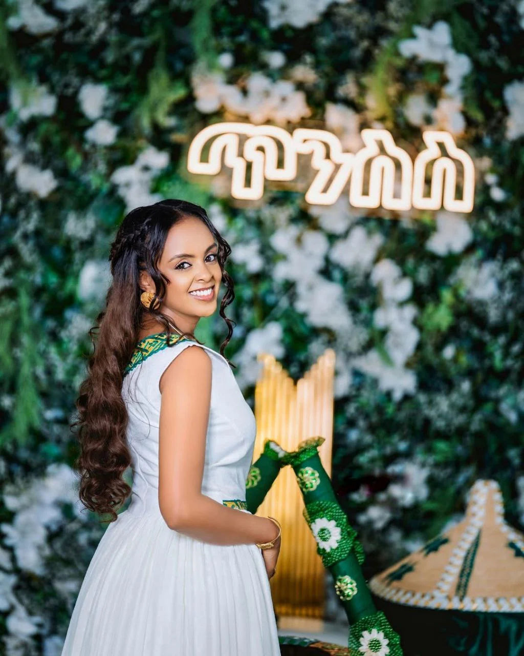 Stunning Habesha Dress with Vibrant Colors and Intricate Patterns