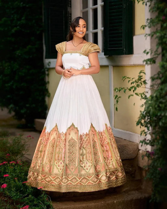 Vibrant Habesha Dress with Intricate Embroidery