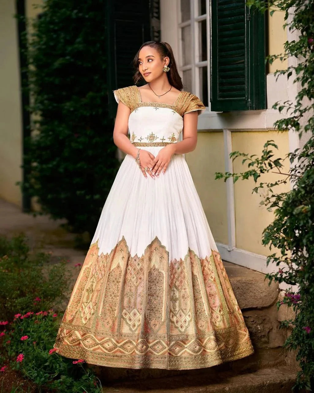 Vibrant Habesha Dress with Intricate Embroidery
