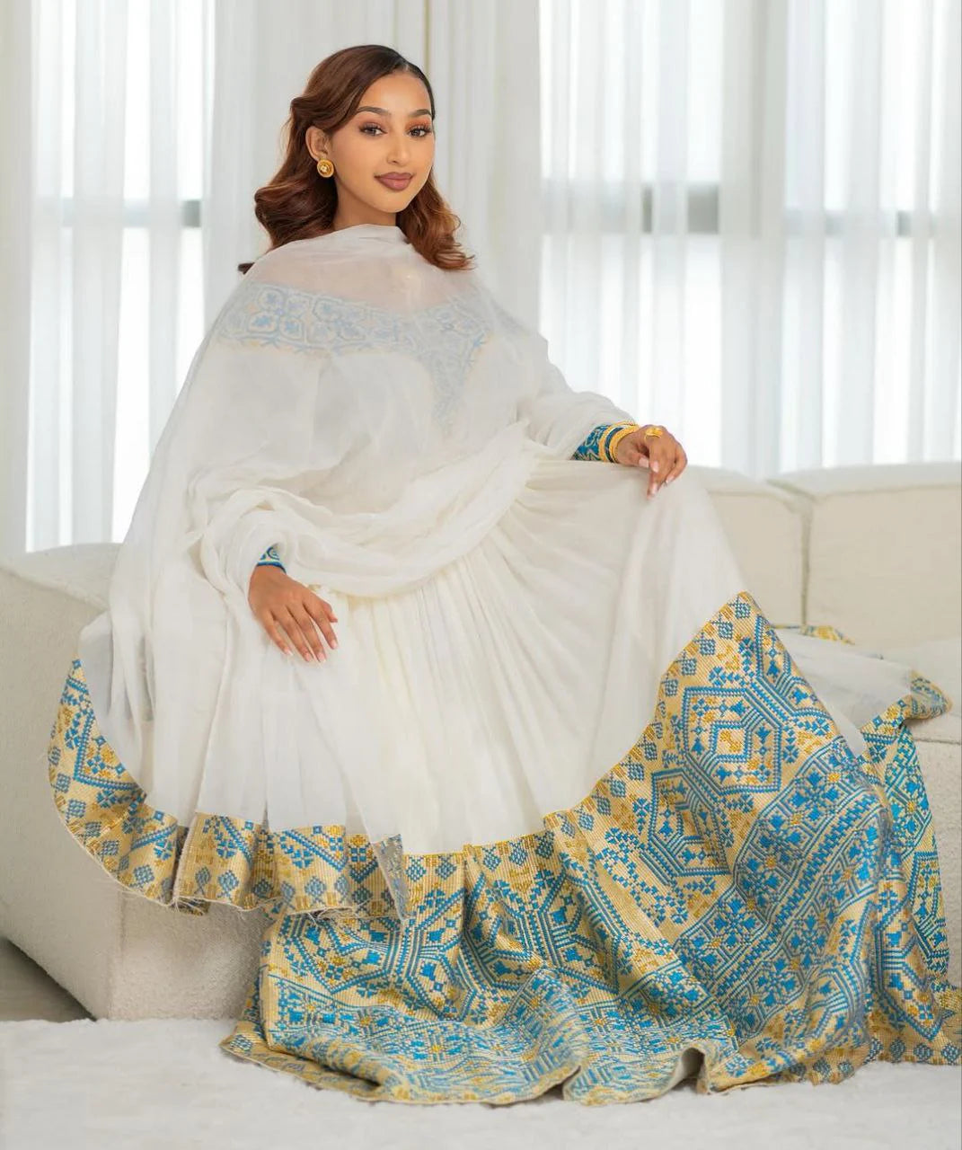 Exquisite Habesha Dress with Intricate Embroidery