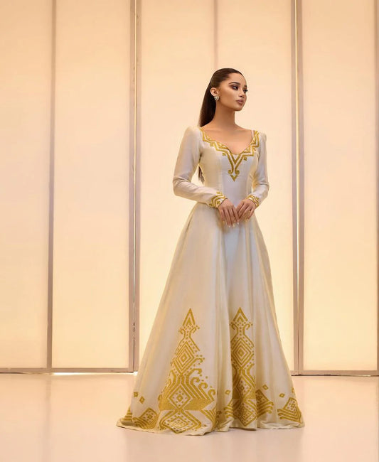 Elegant Habesha Dress with Vibrant Colors and Embroidery