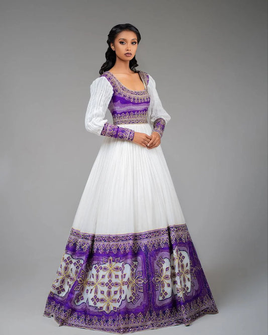 Vibrant Habesha Dress with Intricate Embroidery