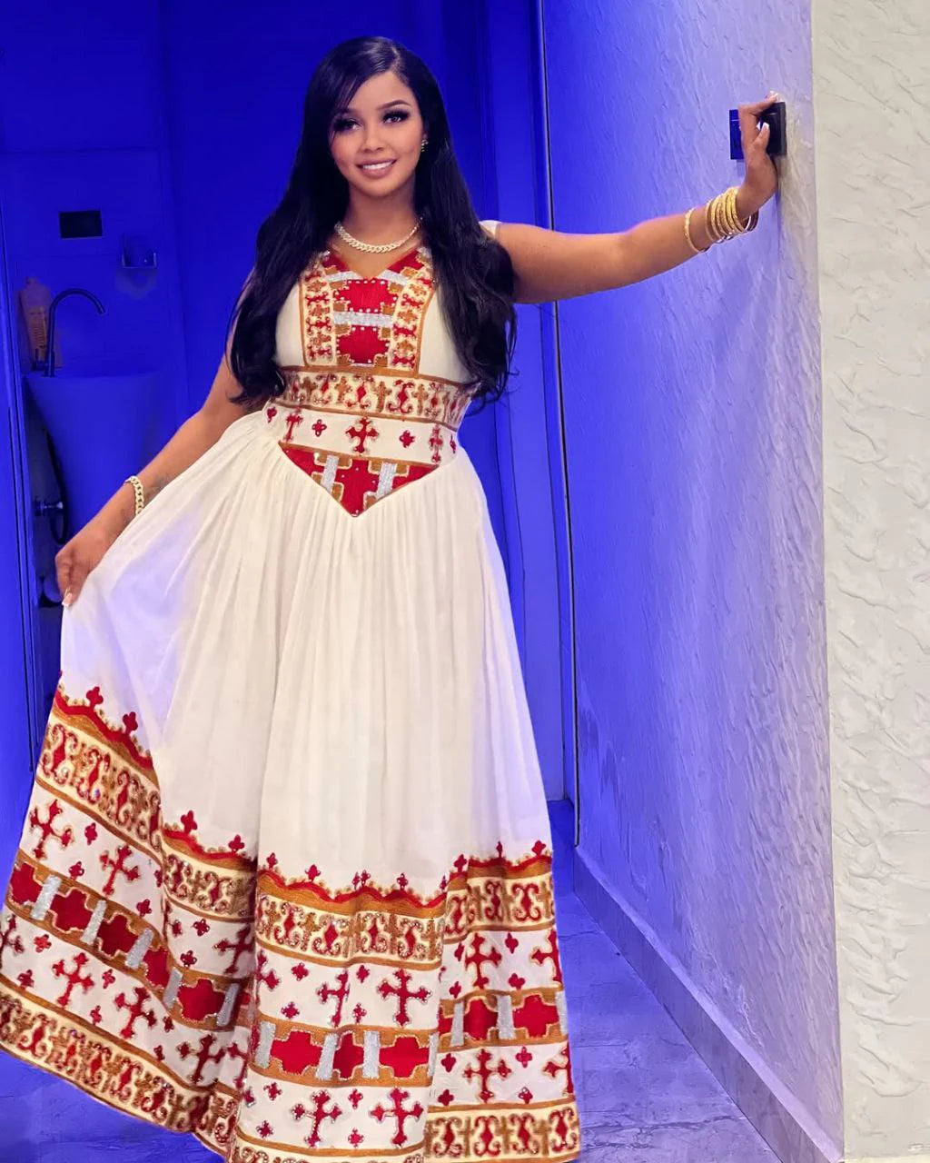 Exquisite Habesha Dress with Detailed Embroidery