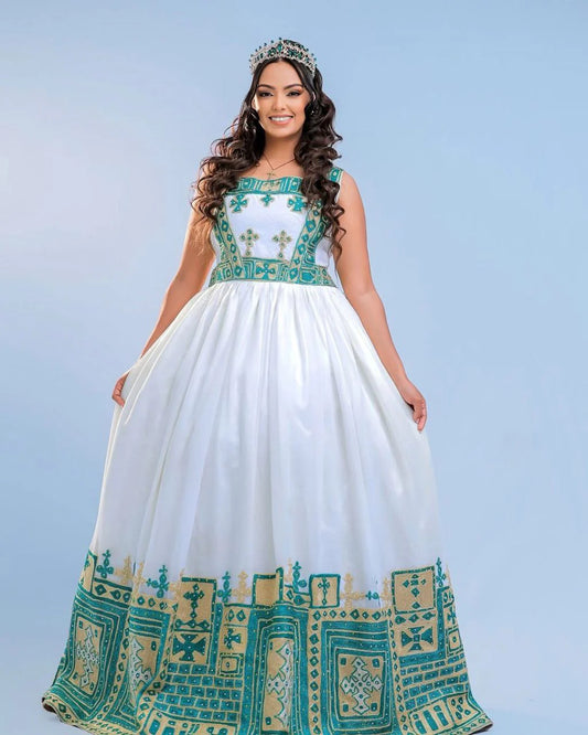 Beautifully Embroidered Habesha Dress