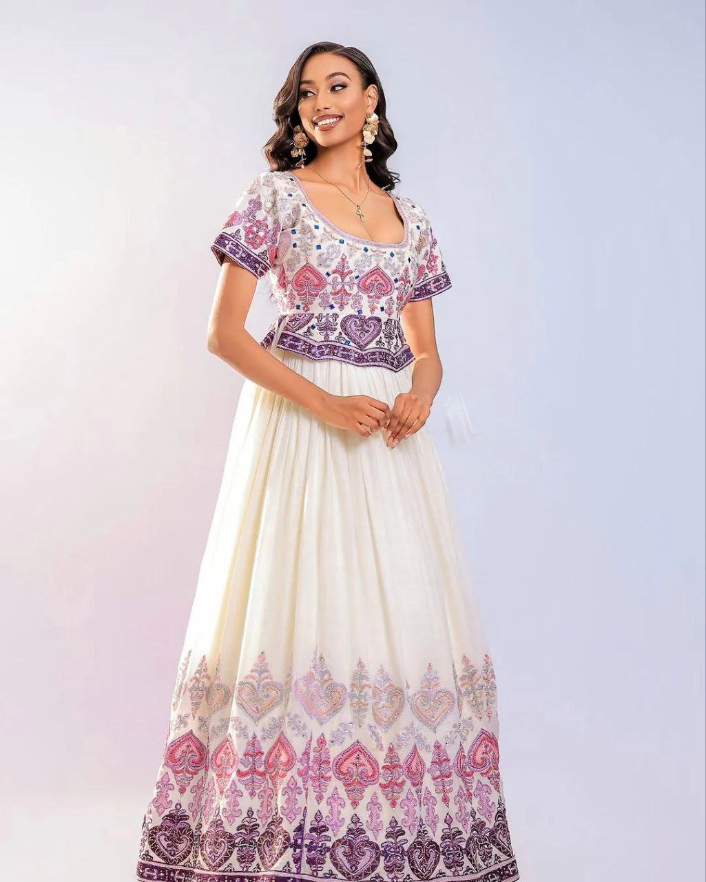 Exquisite Habesha Dress with Vibrant Embroidery