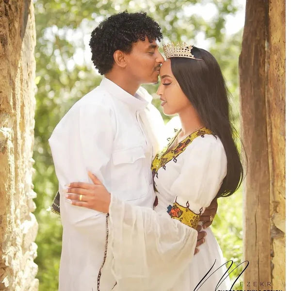 Exquisite Cultural Wedding: Habesha Couples Outfit