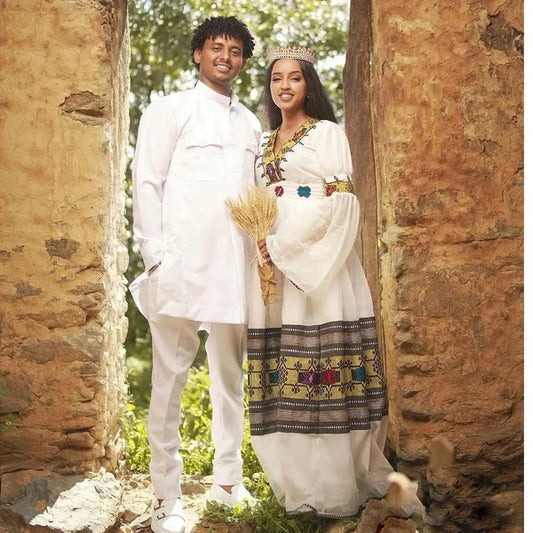 Exquisite Cultural Wedding: Habesha Couples Outfit