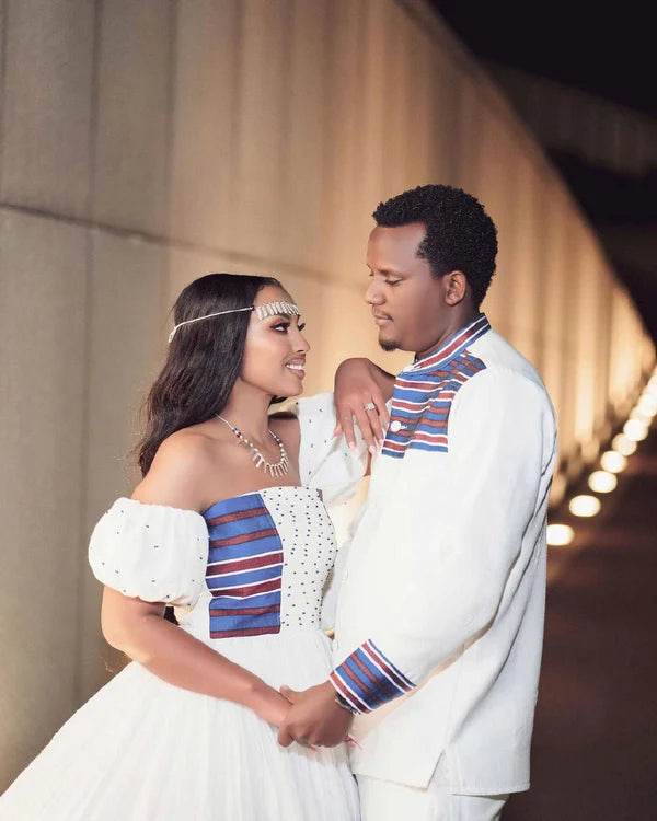 Modern Gorgeous Oromo Couples Outfit: Habesha Wedding Attire