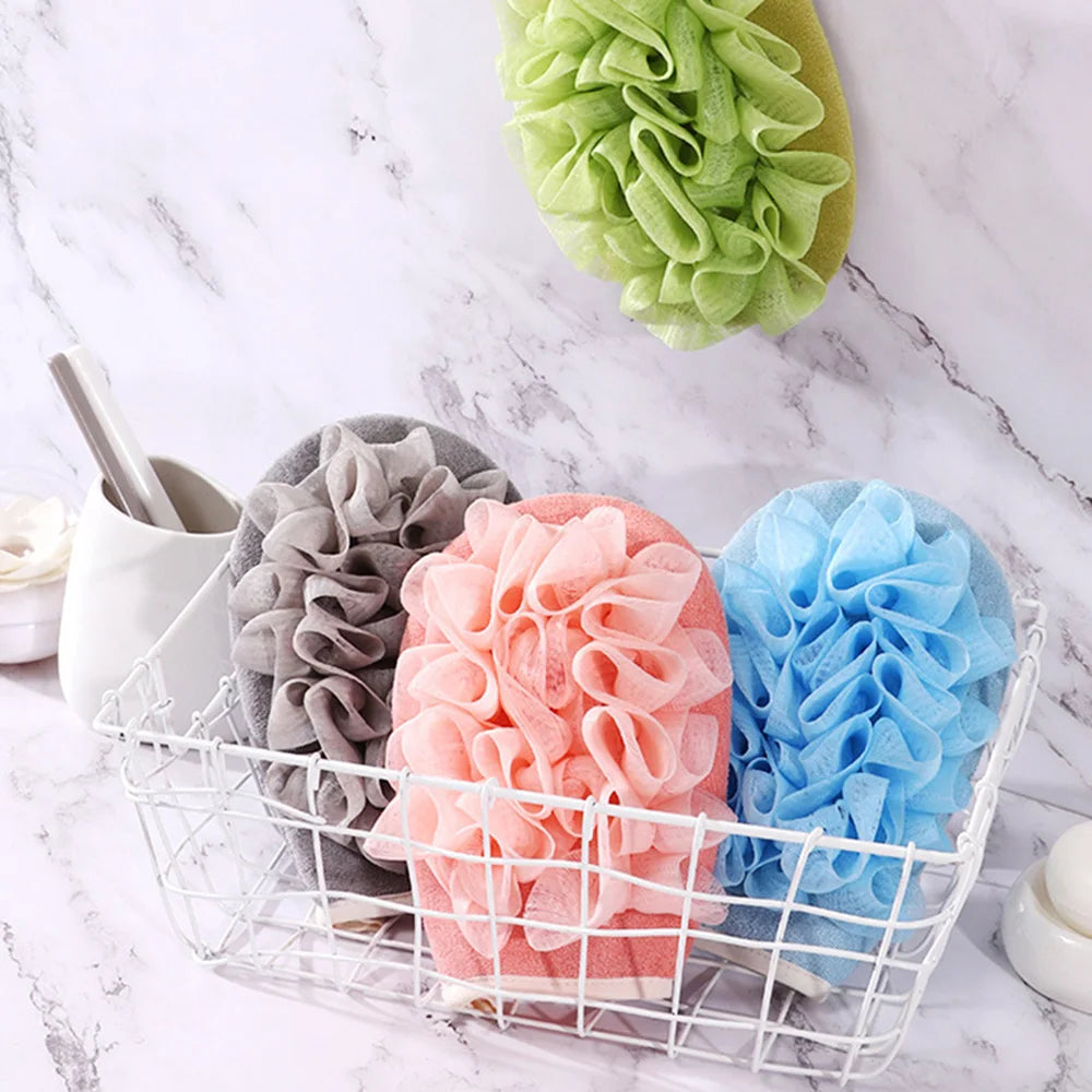 Bath Gloves Strong Mud Rub Back Double-Sided Bath Ball Gloves Sponge Bath Flower Scrub Body Cleaner Bath Sponges 2pc/lot