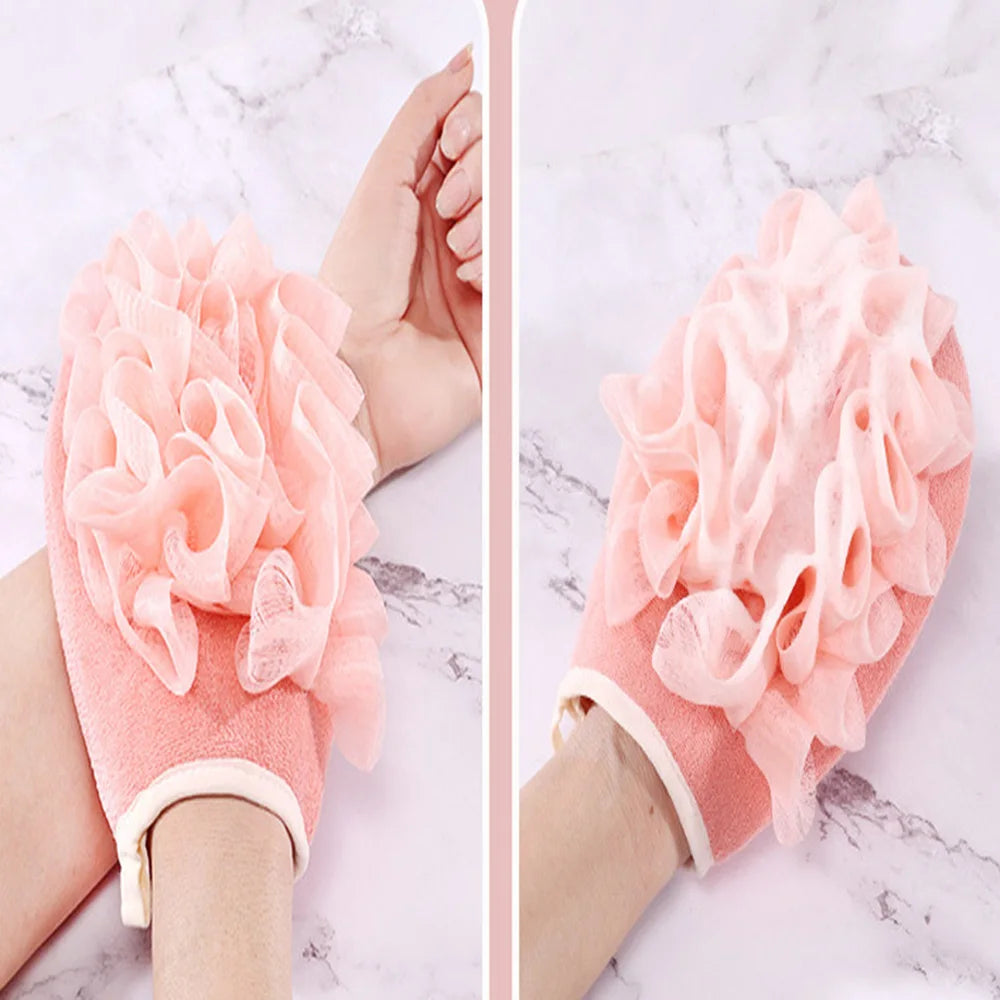 Bath Gloves Strong Mud Rub Back Double-Sided Bath Ball Gloves Sponge Bath Flower Scrub Body Cleaner Bath Sponges 2pc/lot