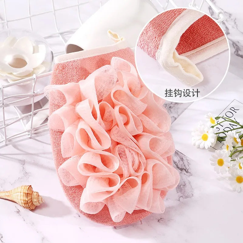 Bath Gloves Strong Mud Rub Back Double-Sided Bath Ball Gloves Sponge Bath Flower Scrub Body Cleaner Bath Sponges 2pc/lot