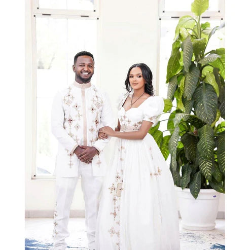 Timeless Habesha Couples Cloth: Exquisite Ethiopian Attire. This