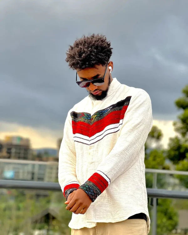 Modern Oromo Shirt for Men Abbaa Gadaa Oromo Shirt for Men Habesha Cloth Uffata Aadaa Oromoo