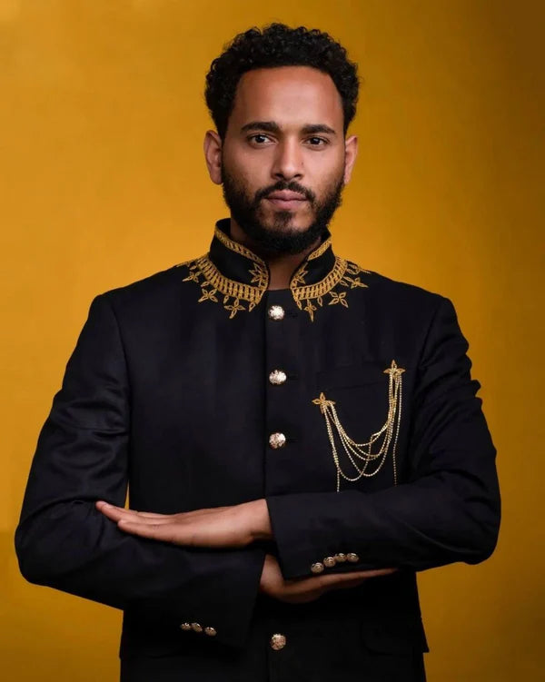 Modern Habesha Shirt for Men Black Traditional Libs Cultural Cloth Simple Habesha Shirt