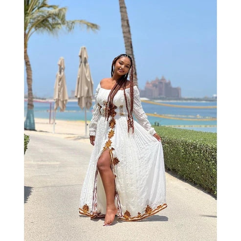 Simple Habesha Kemis, handwoven attire, traditional Habesha garment, modern Habesha Libs