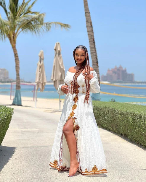 Simple Habesha Kemis, handwoven attire, traditional Habesha garment, modern Habesha Libs