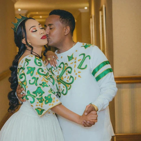 Habesha Wedding Couples Cloth: Exquisite Matching Attire.