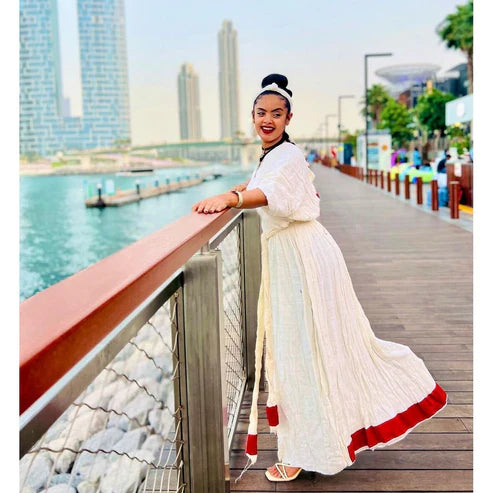 Simple Habesha attire, handwoven Habesha Kemis, contemporary Habesha Libs