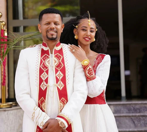 Couples' Wedding Cloth: Exquisite Habesha Wedding Dress.