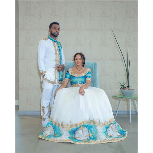 Couples' Wedding Cloth: Exquisite Habesha Wedding Dress