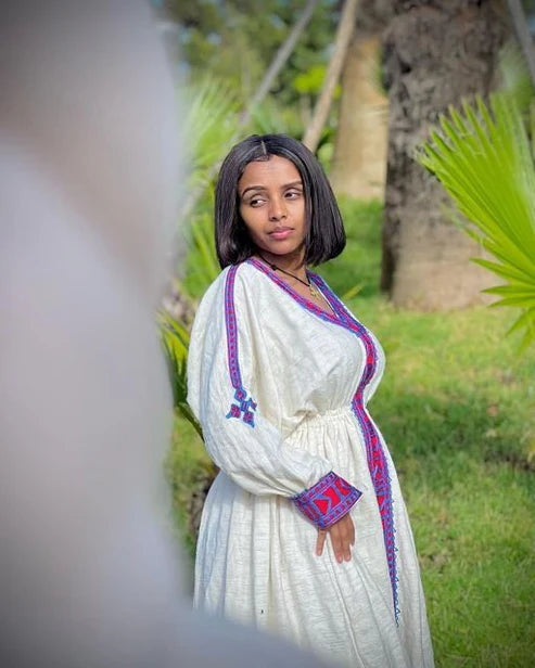 Contemporary Habesha Kemis, handwoven Habesha Libs, stylish Habesha attire, traditional Habesha dress