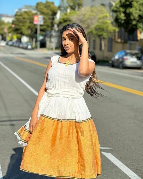 Simple Habesha Kemis for New Year, handwoven Habesha Libs, contemporary Habesha attire