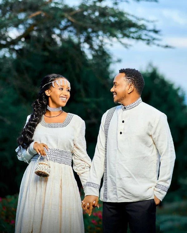 Elegant Oromo Outfit for Couples with Accessories.