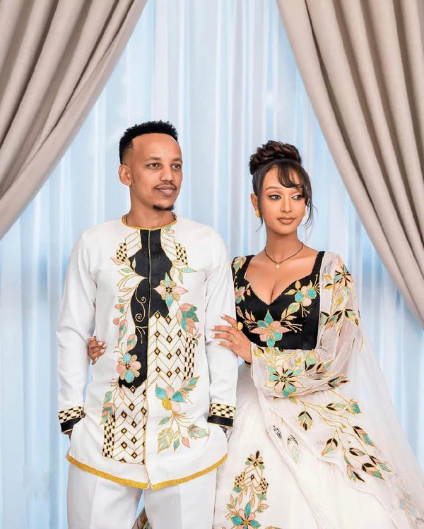 Black Design Wedding Outfit for Couples.