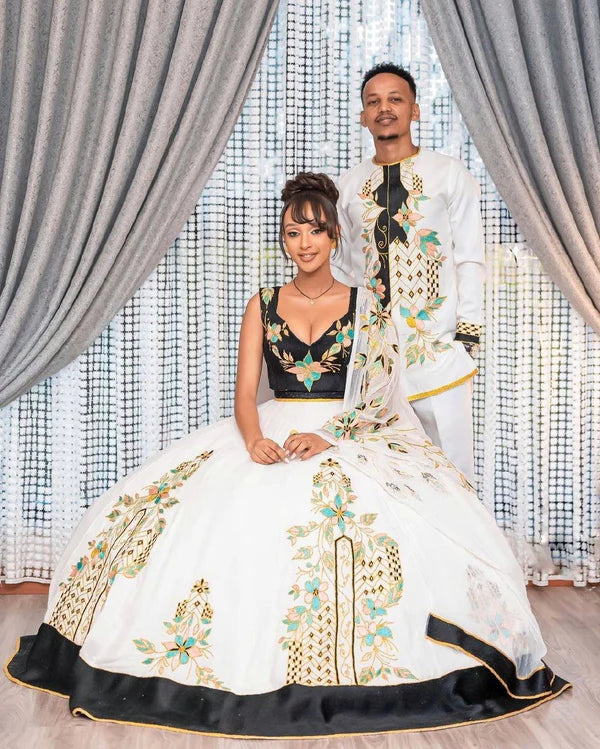 Black Design Wedding Outfit for Couples.