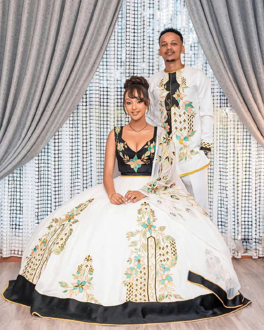Black Design Wedding Outfit for Couples.