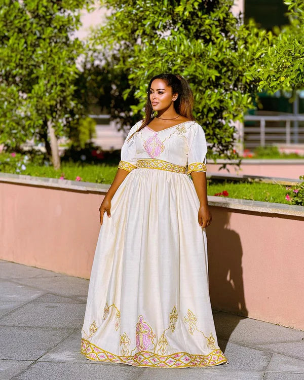 Exquisitely Designed Habesha Dress: Modern Habesha Clothing, Short Sleeves, Versatile Style