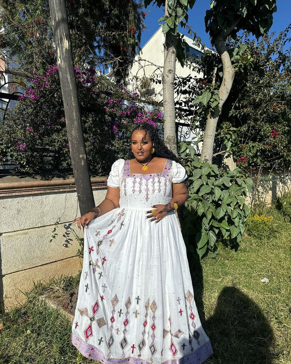 Featuring Intricate Handmade Habesha Dress Ornaments.