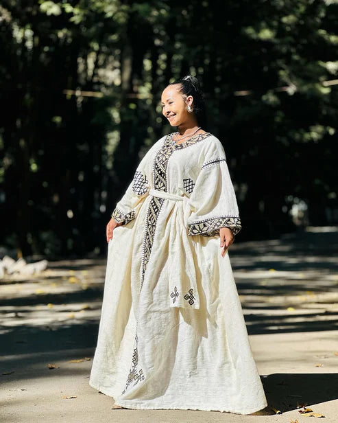 Timeless Cream Habesha Dress