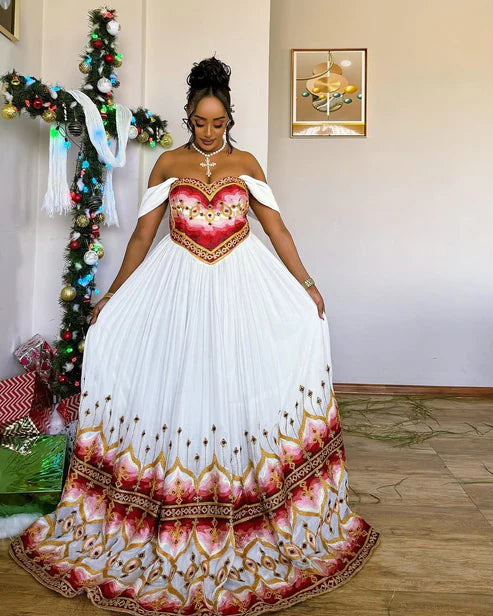 Divine Look with Dark Red Habesha Dress