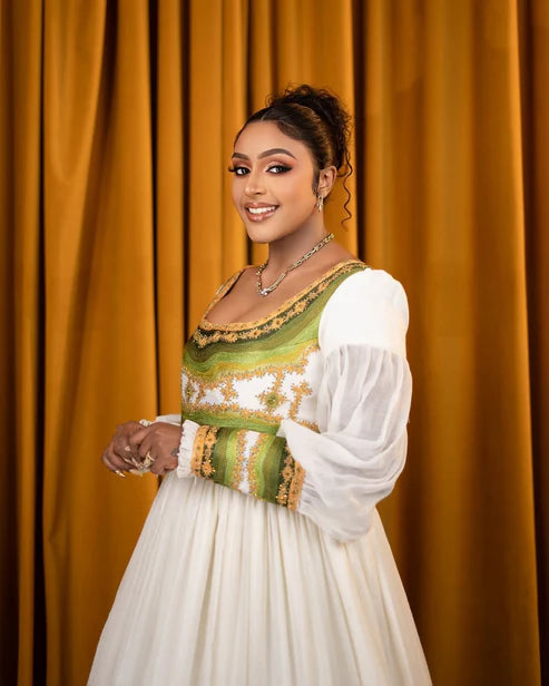 Classy Light Green Habesha Dress