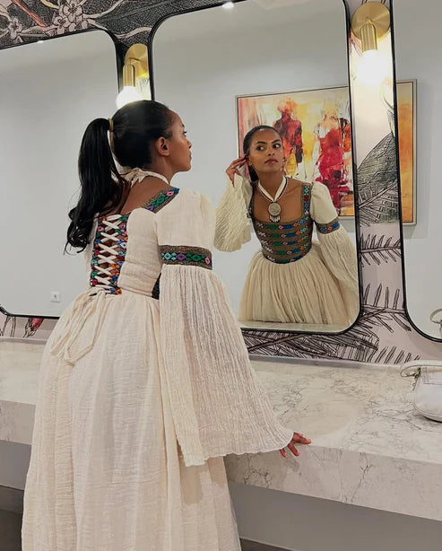 Chic Beige Habesha Dress