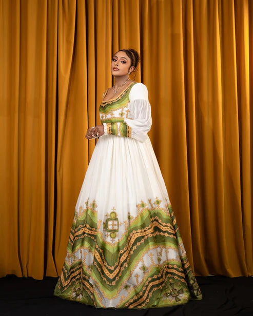 Classy Light Green Habesha Dress