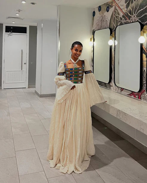 Chic Beige Habesha Dress
