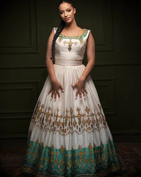 Alluring Green Traditional Ethiopian Dress