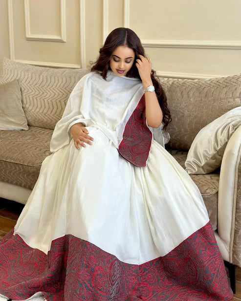 Splendor Beauty with Red Ethiopian Dress: Black Cultural Accents