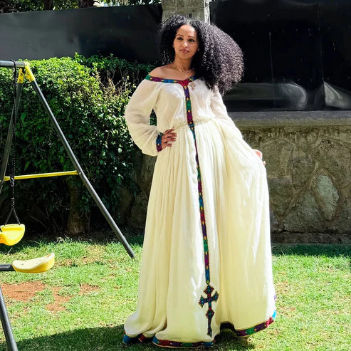 Elegance in Simple Traditional Ethiopian Dress Cultural Design