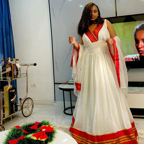 Cultural Excellence in Red Habesha Cloth