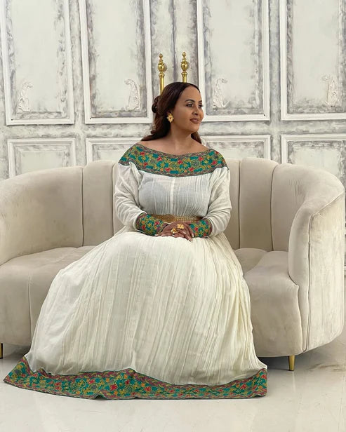 Dazzling Green Habesha Dress